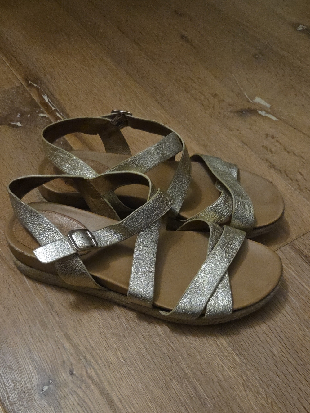 Sofft Metallic Gold Leather Slingback Strappy Sandals Women’s 8.5